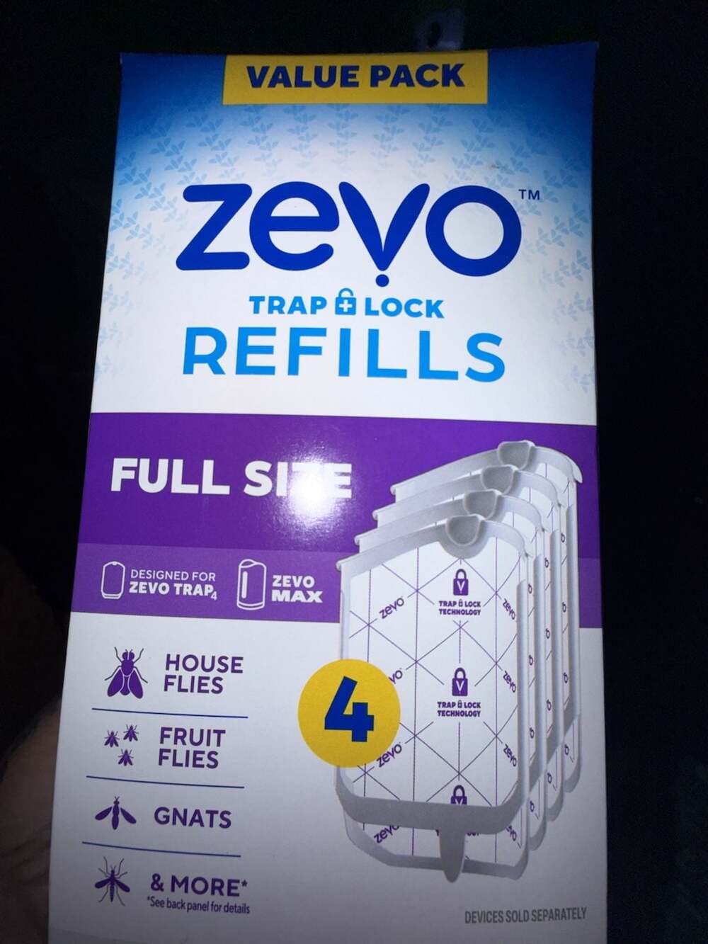 Zevo Flying Insect Trap Full Size Refills 4 Count Value Pack